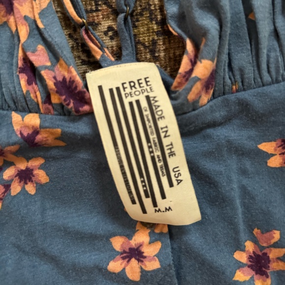 FREE PEOPLE Other Days Blue Floral Sleeveless Plunge Flowy Maxi Dress Medium - Picture 8 of 8
